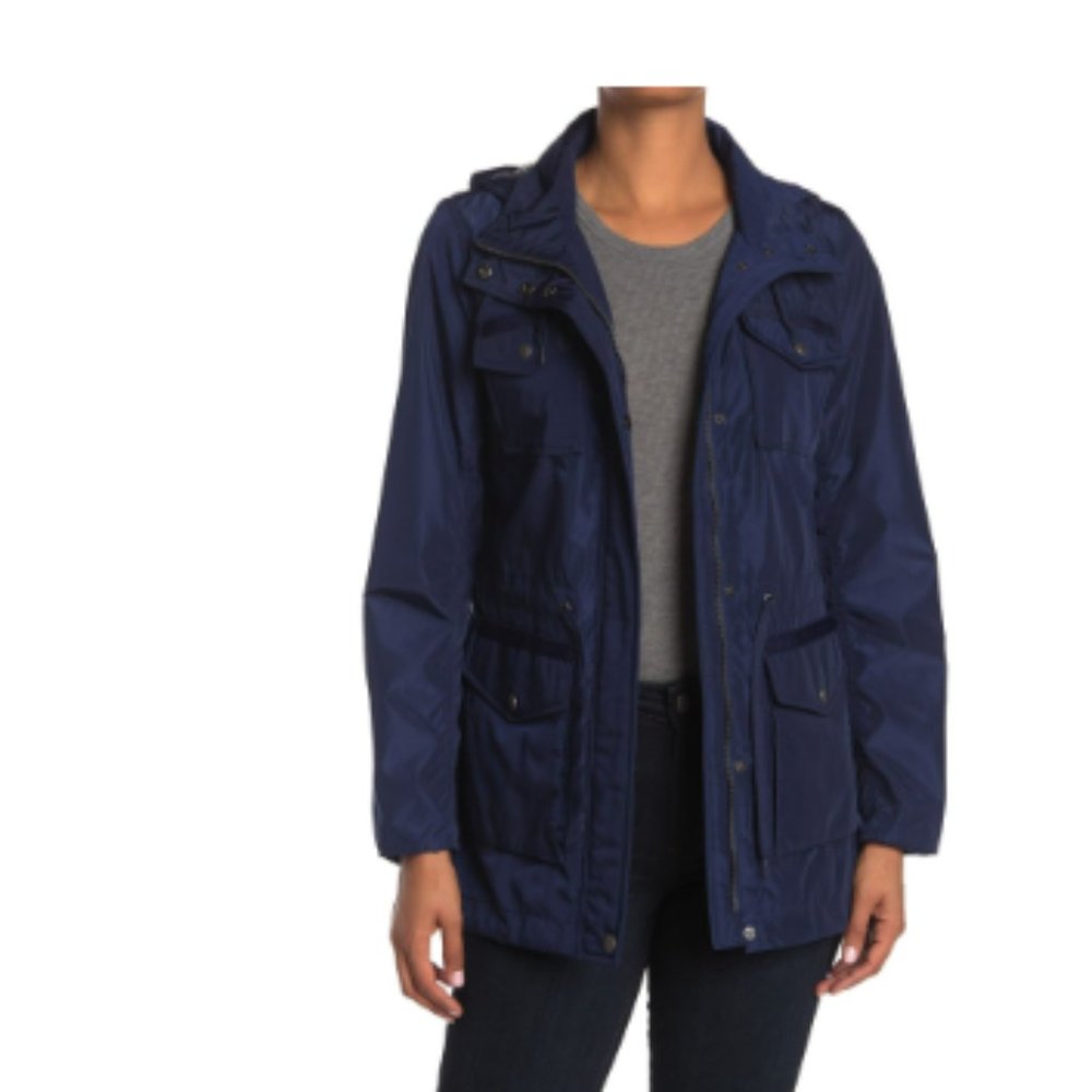 Marc New York Utility Rain Coat Elastic Waist XL Womens Jacket NWT Navy